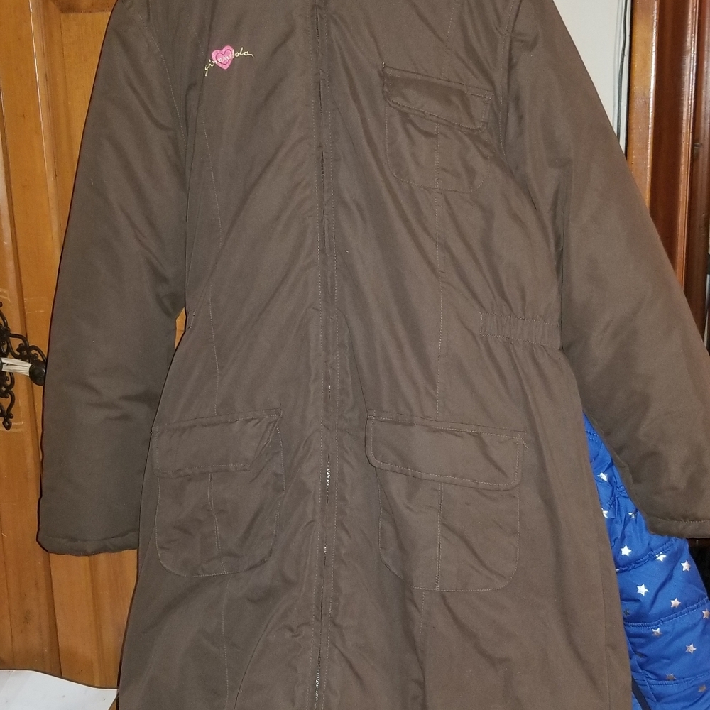 Girandola long brown coat, sz 16